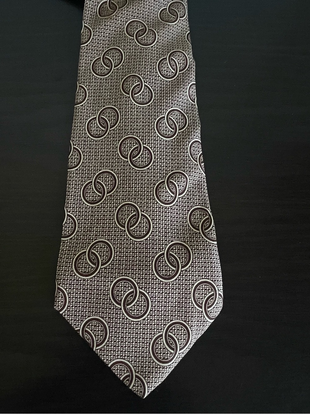 Vintage Polo Ralph Lauren Silk Tie Brown Geometric Interlocking Circles Made USA